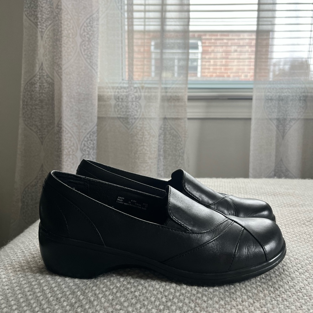 Clarks Black Leather Slip-On Loafers